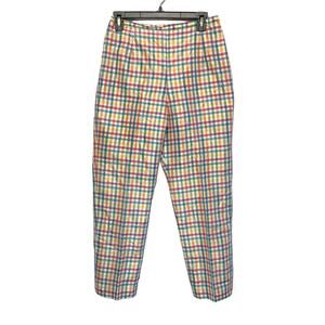 Talbots Pure Silk Pastel Gingham Plaid Side Zip Lined Pants Womens Sz 6 Colorful